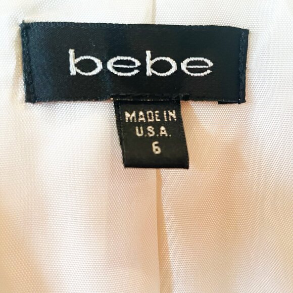 Bebe White Pant Suit w/Subtle Striped Pattern | Size 6 Jacket | Size 4 Pants - Picture 2 of 12